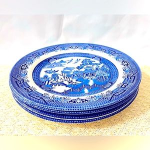4 PC Churchill Blue Willow Dinner Plate 10” set of (4 pieces)